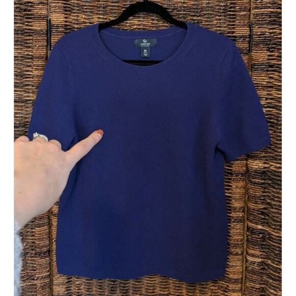 Lands' End 100% Cashmere Short Sleeve Sweater Women's Medium Purple Minimalist - Picture 2 of 9
